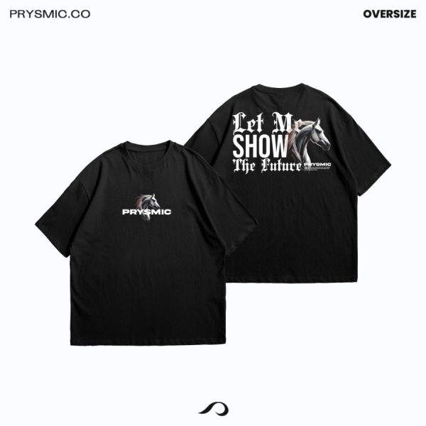 T-Shirt Prysmic (HORSE) Black Cotton Oversize - L
