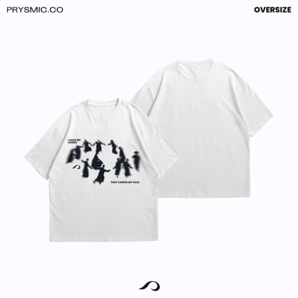 T-Shirt Prysmic (NO HANDS) White Cotton Oversize - L