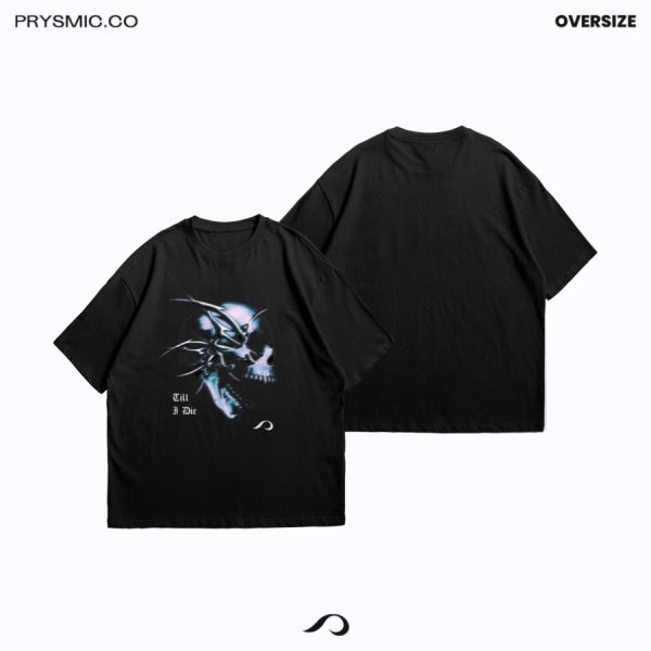 T-Shirt Prysmic (PINK SKULL) Black Cotton Oversize - L