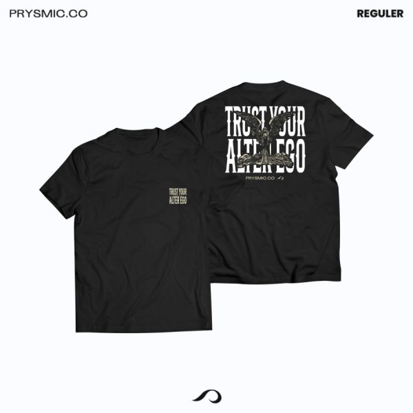 T-Shirt Prysmic (TRUST) Black Cotton Reguler - XL